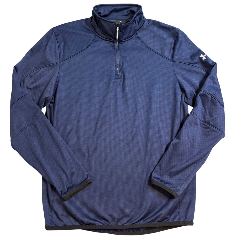 Under Armour ColdGear Reactor Mens Large Navy Blue 1/4 Zip Fitted Pullover Top